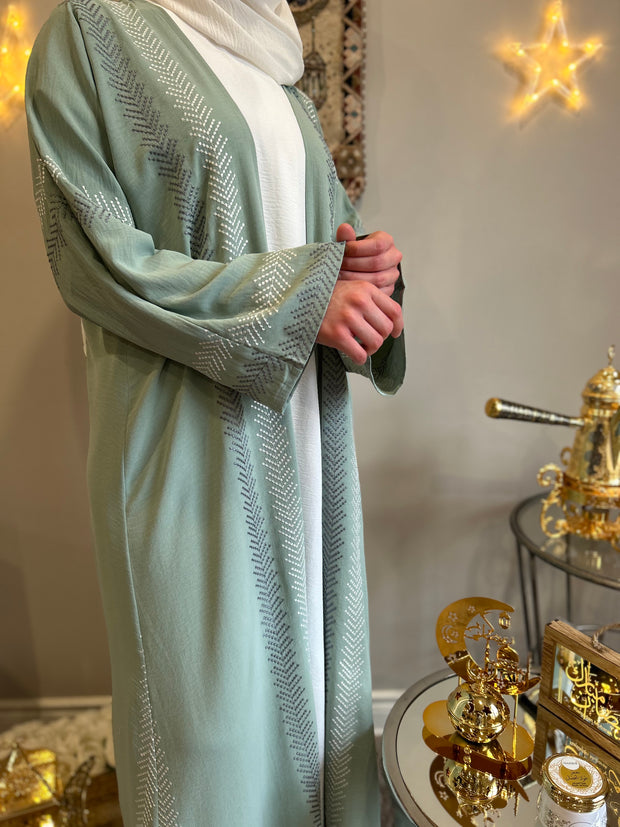 Open Embroidered Abaya